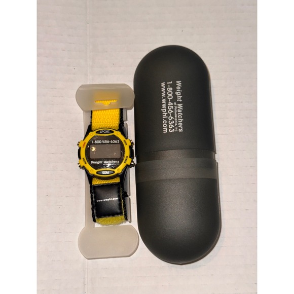 VTG Weight Watchers Sport Watch Digital Yellow Black‎ 50M Water Resistant - Picture 1 of 2
